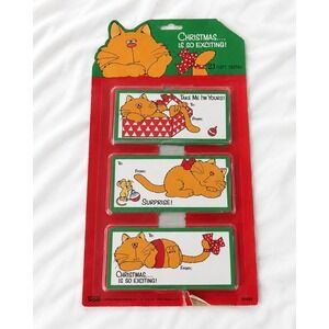 Eureka Vintage Christmas Cat Gift Tags 14 Count Present Trims Craft Ephemea‎ 80s